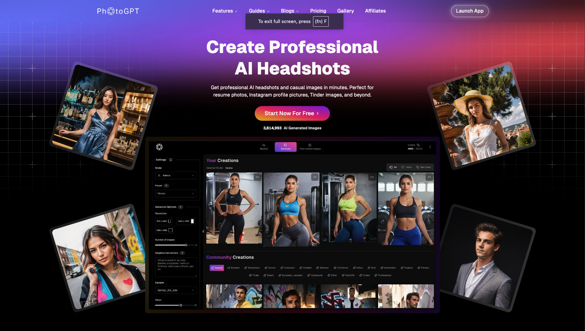 Screenshot of the PhotoGPT website