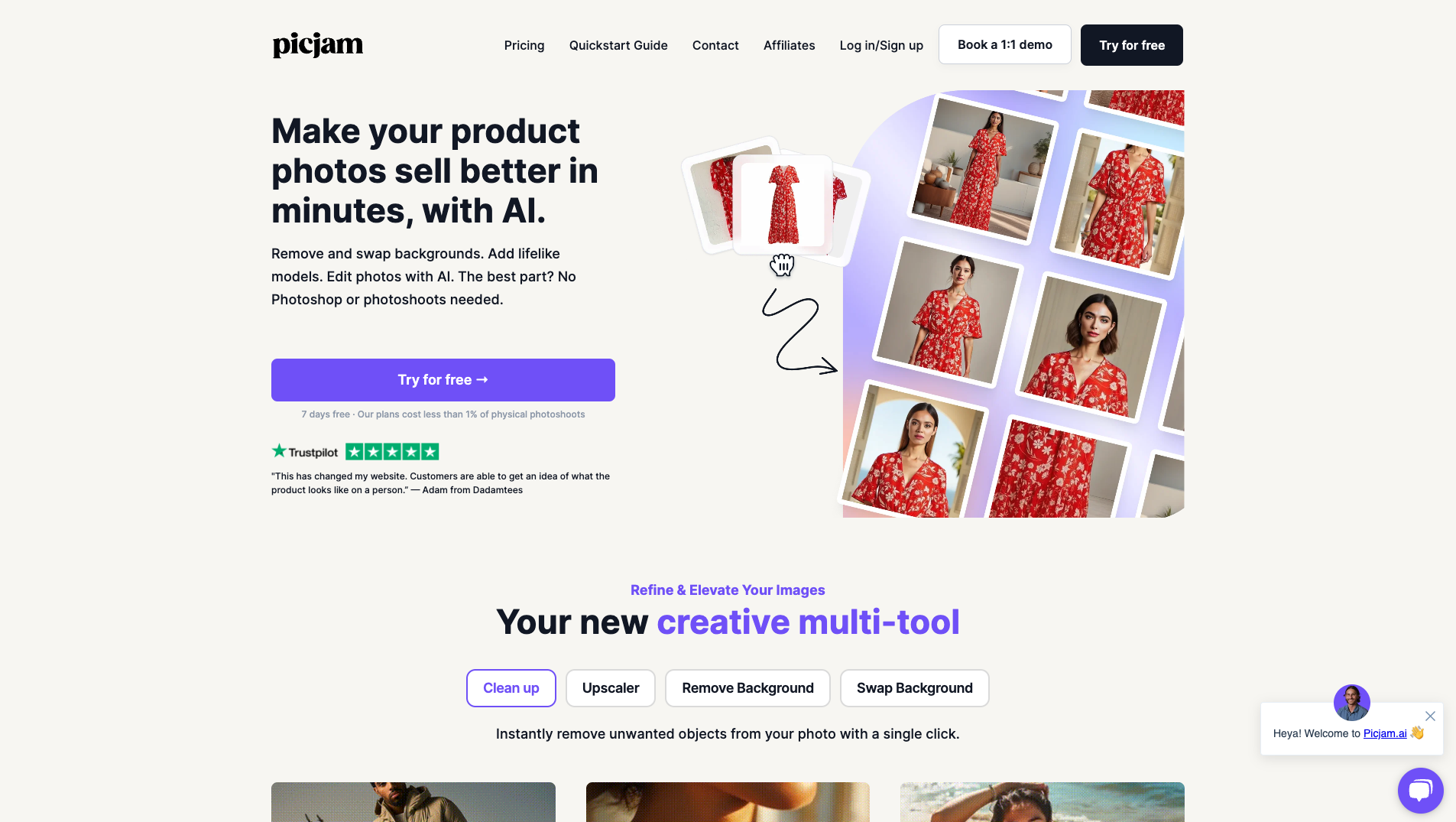 Screenshot of the Picjam website