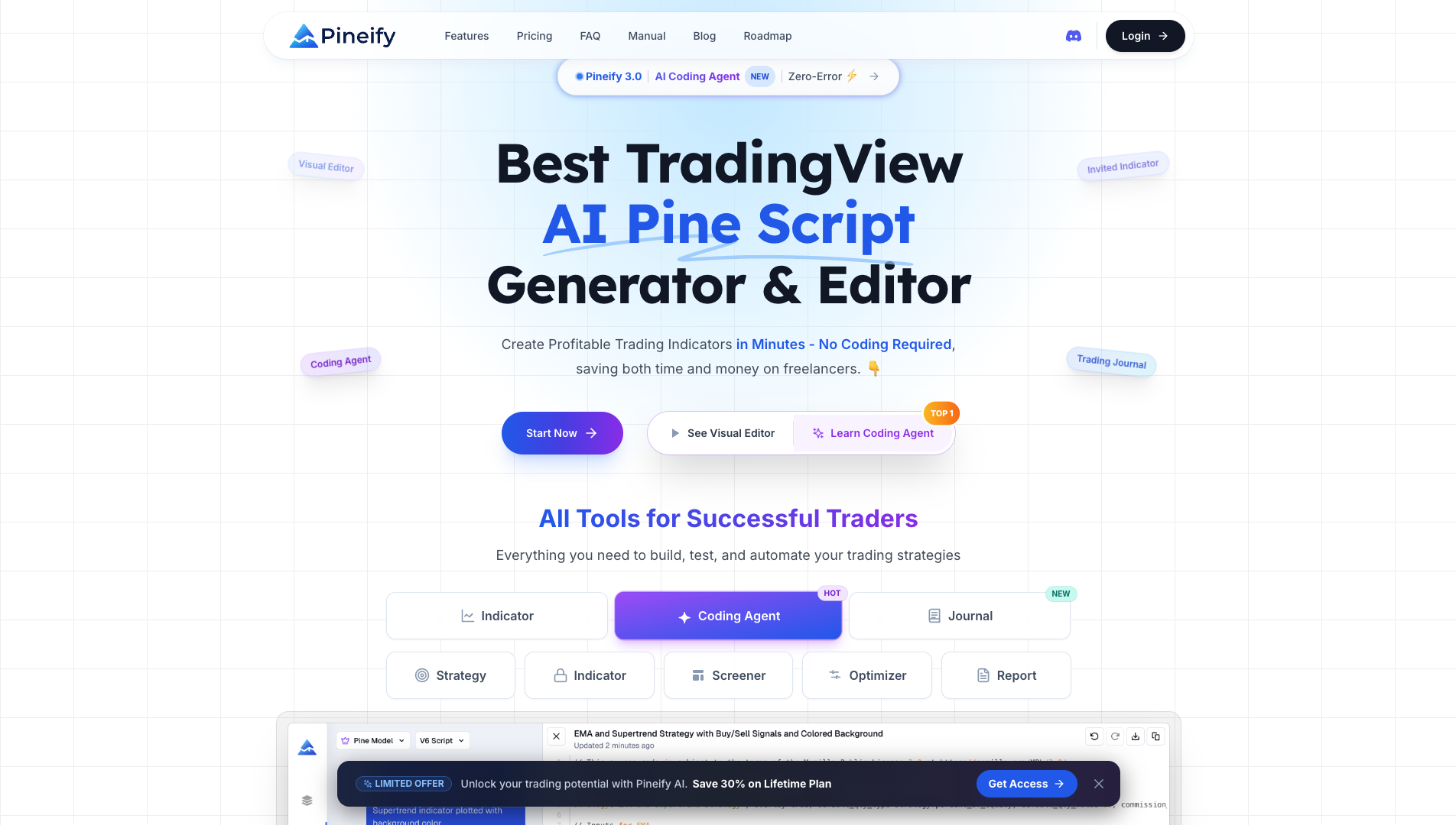 Screenshot of the Pineify website