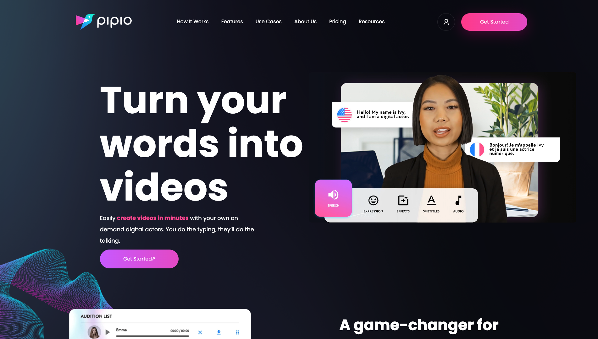 Screenshot of the Pipio.ai website