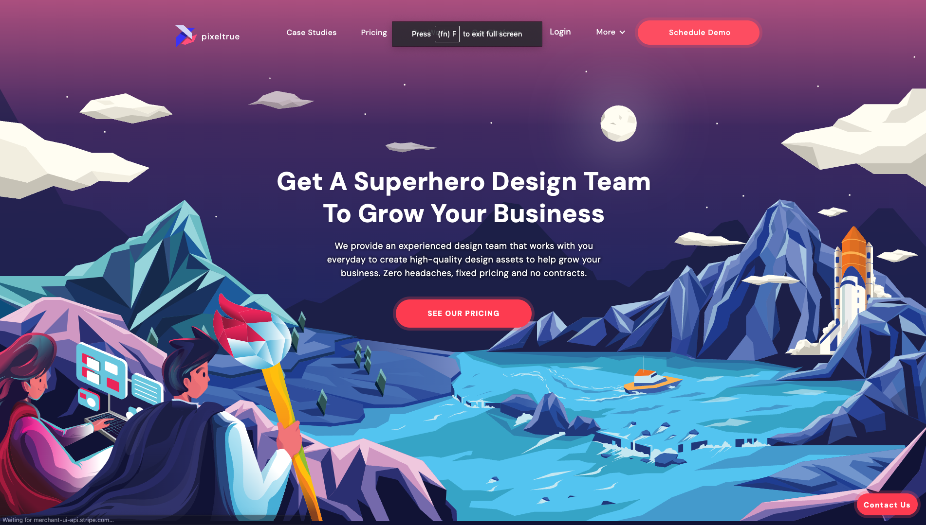 Screenshot of the Pixel True website