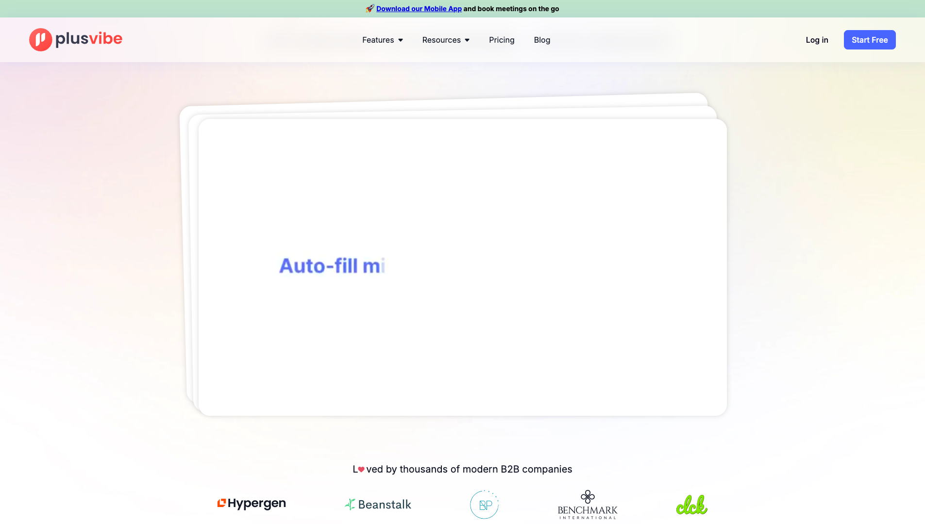 Screenshot of the PlusVibe website