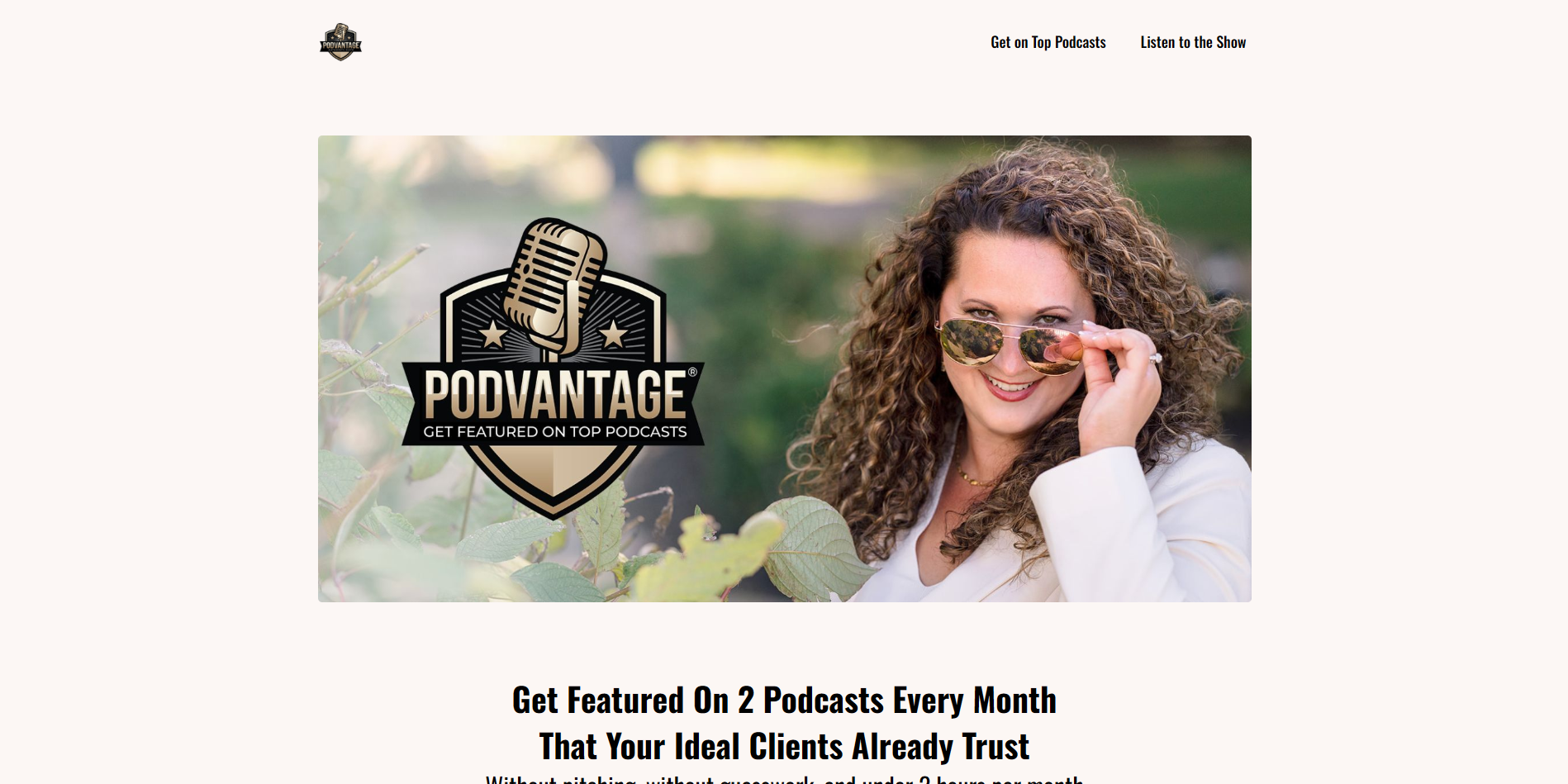 Screenshot of the Podvantage website