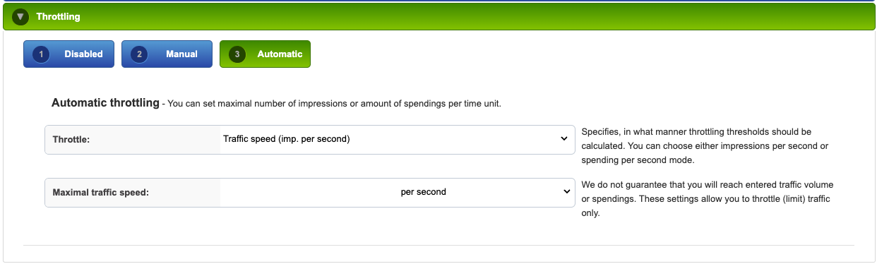 Popads Automatic Throttling