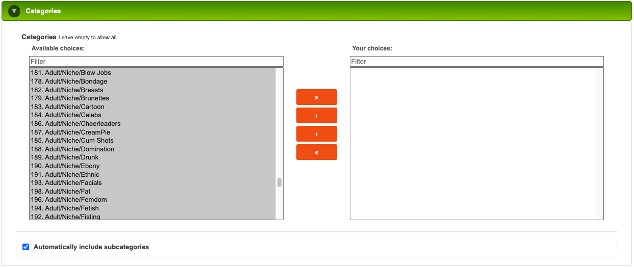 Popads Category Targeting