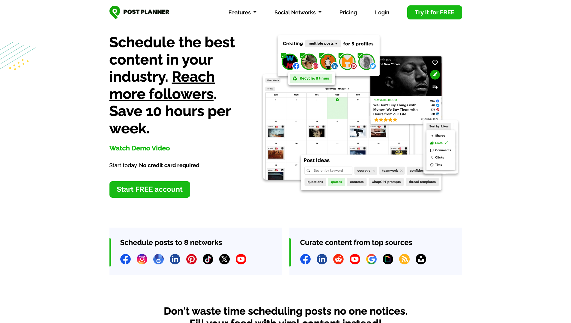 Screenshot of the Post Planner website