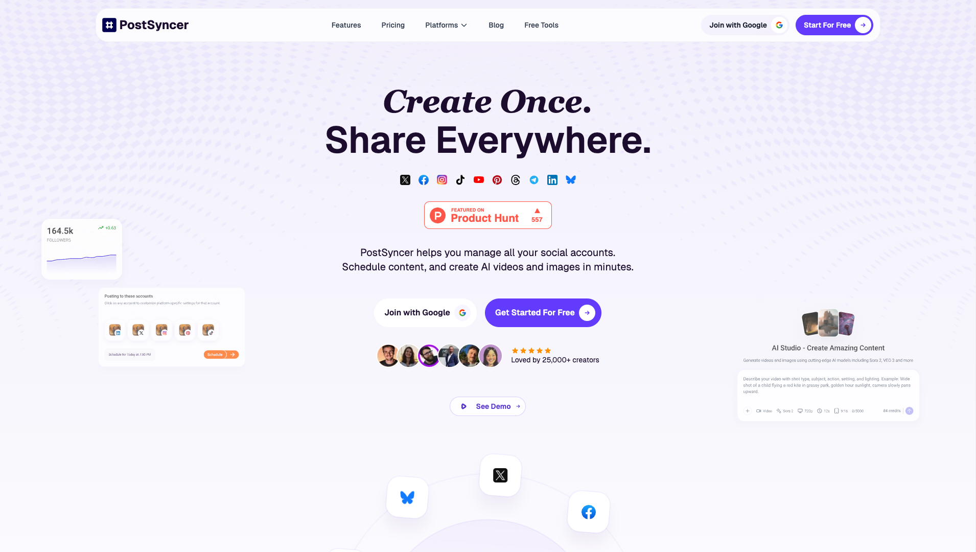 Screenshot of the PostSyncer website