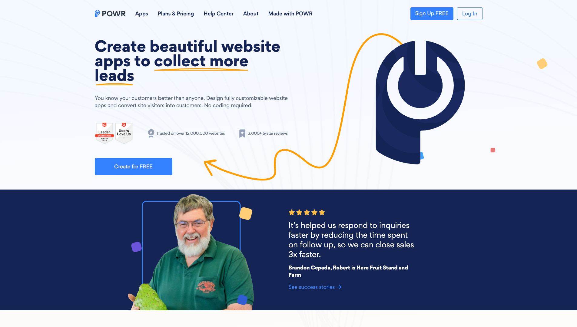 Screenshot of POWR Homepage