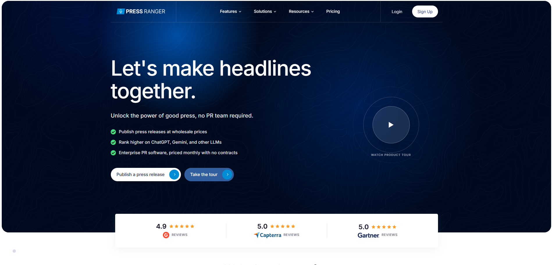 Screenshot of the Press Ranger website