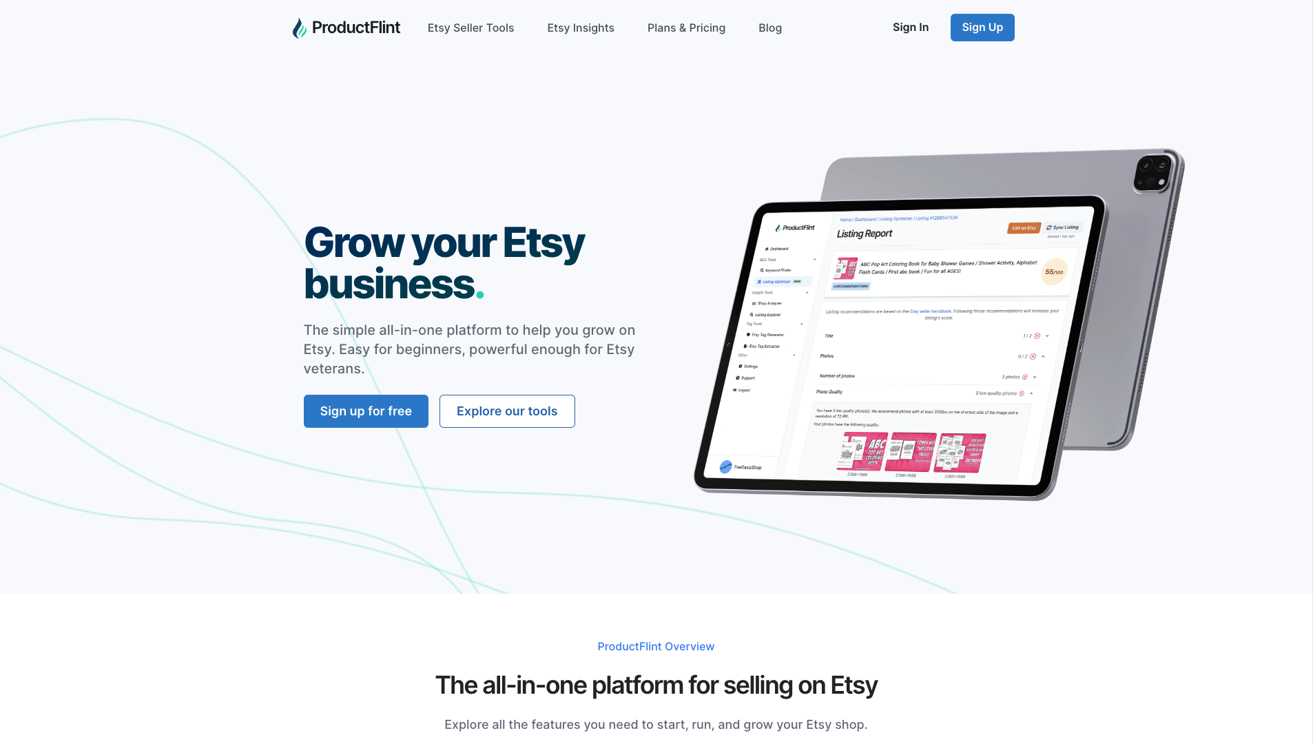 Screenshot of ProductFlint Homepage