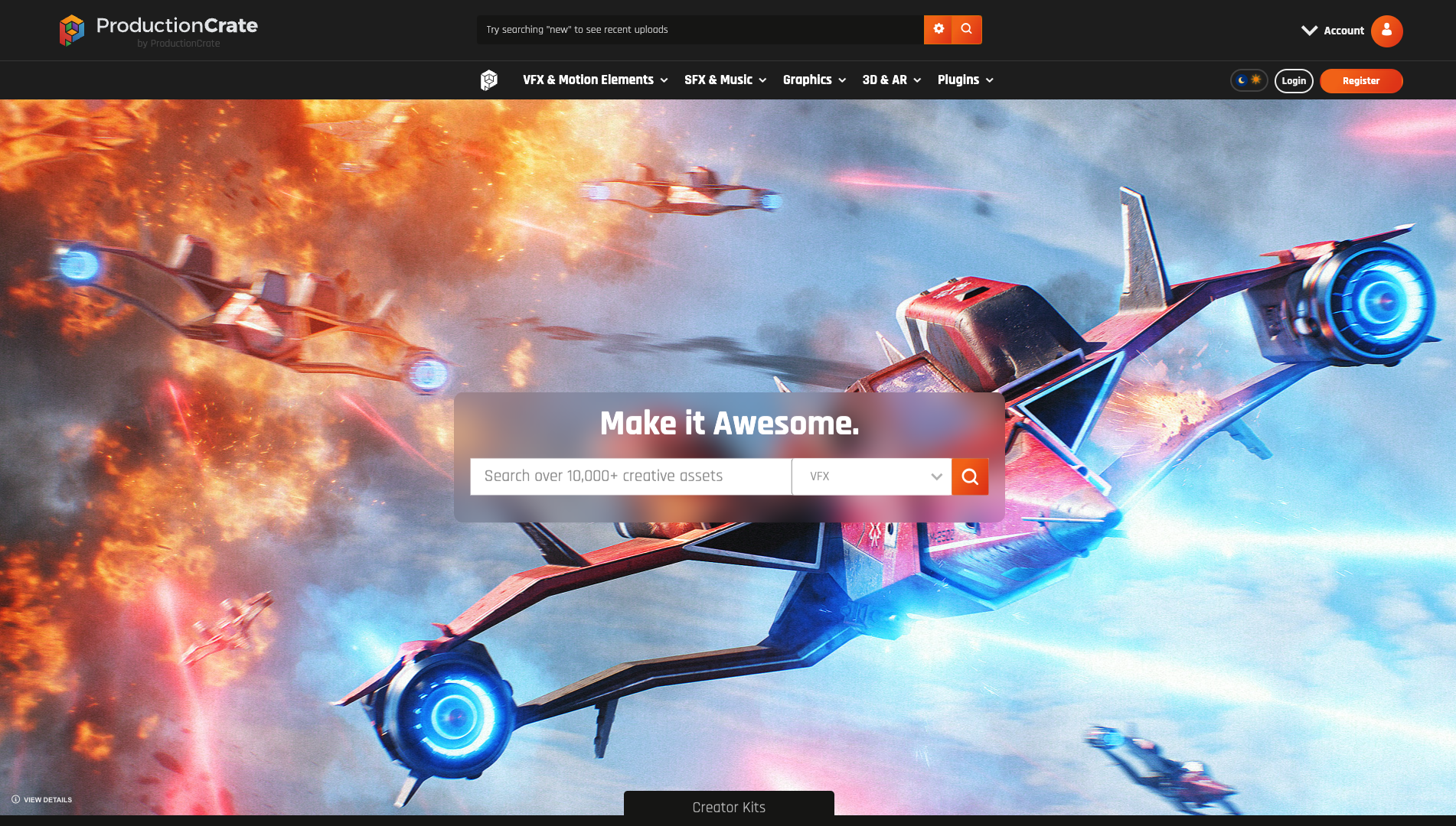 Screenshot of the ProductionCrate website