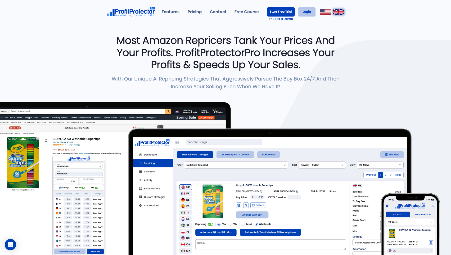 Screenshot of the ProfitProtectorPro website