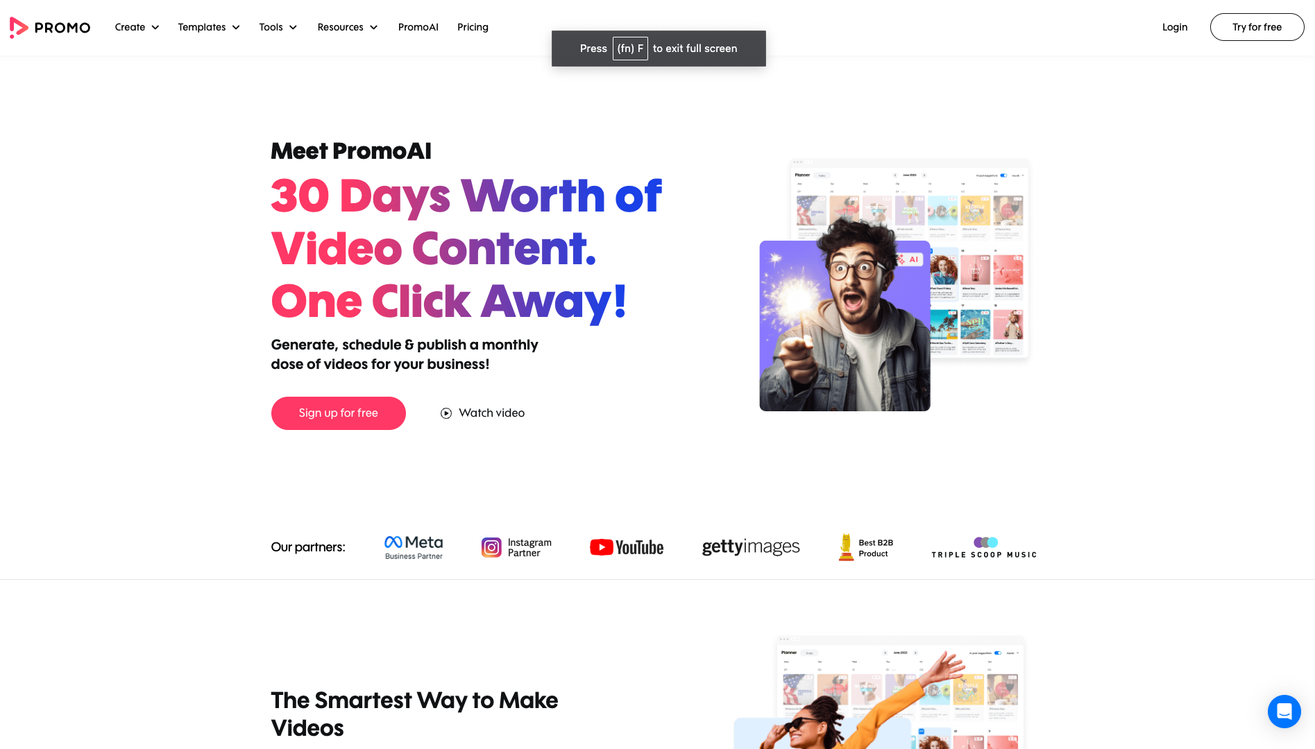Screenshot of the PromoAI website