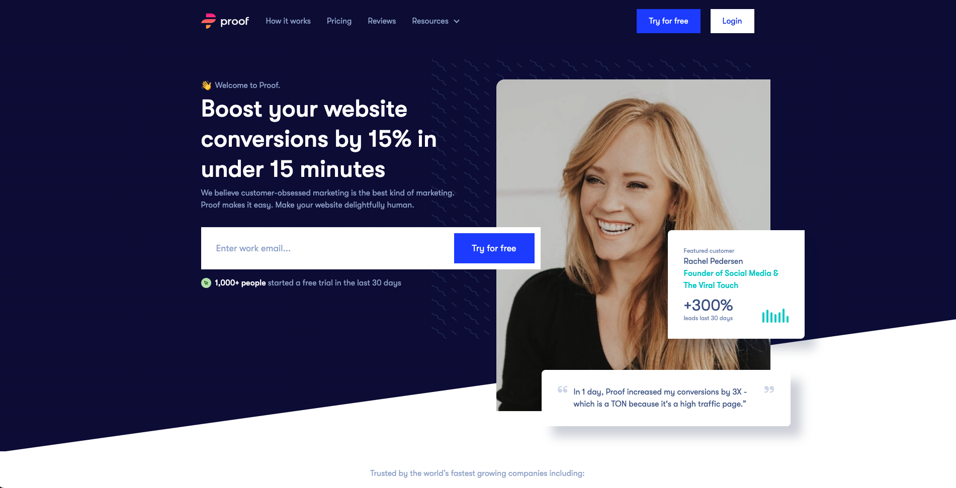 Screenshot of the Proof website