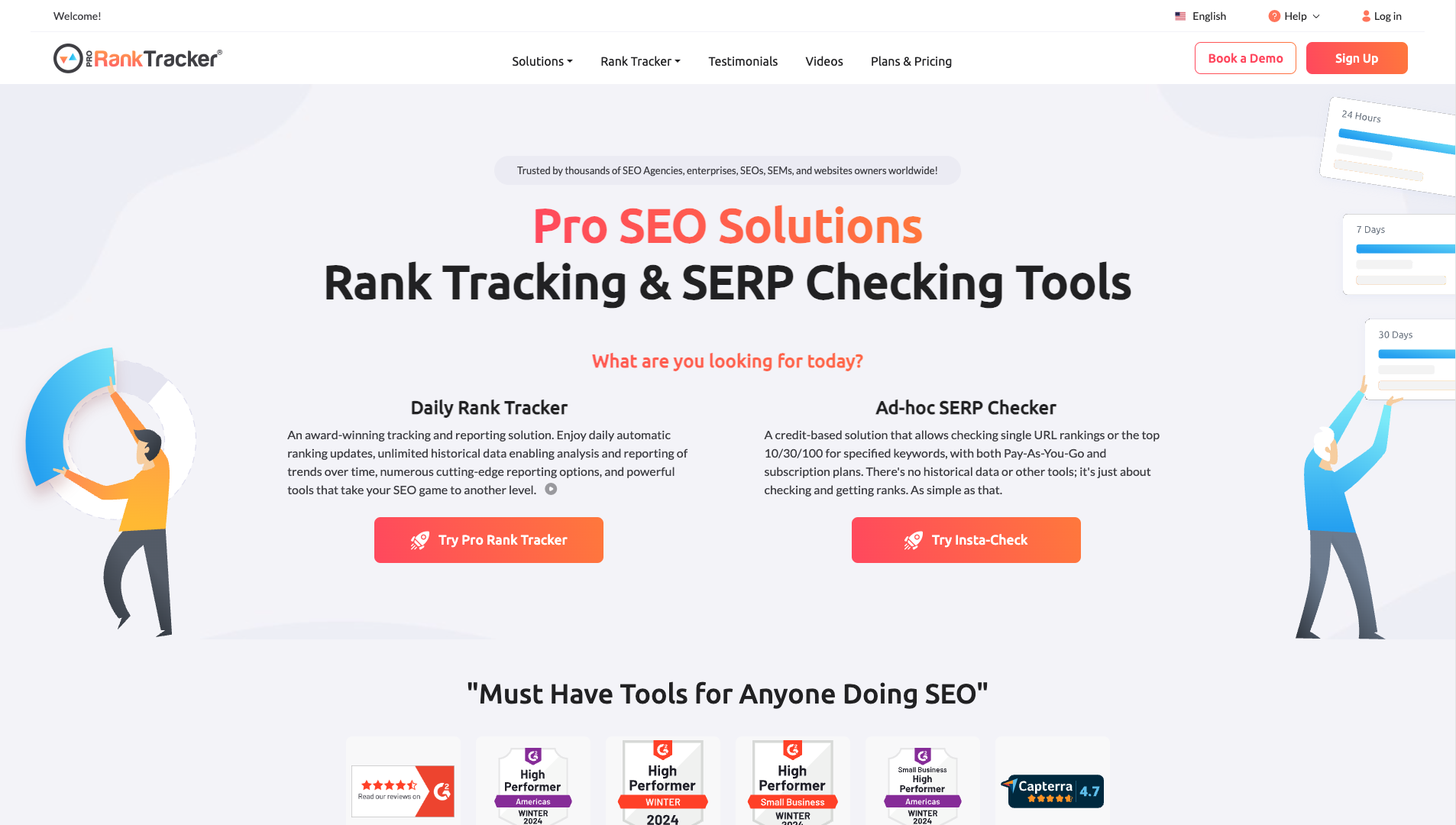 Screenshot of the ProRankTracker website