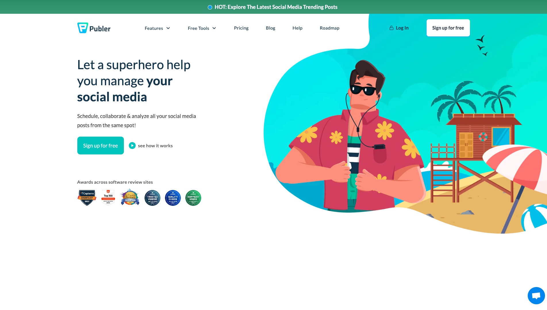 Screenshot of the Publer website