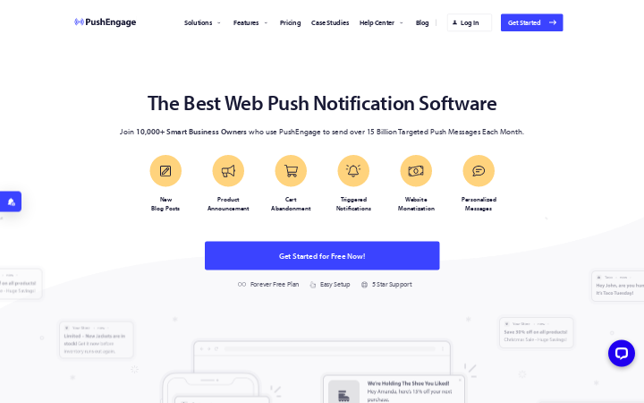 Screenshot of PushEngage Homepage