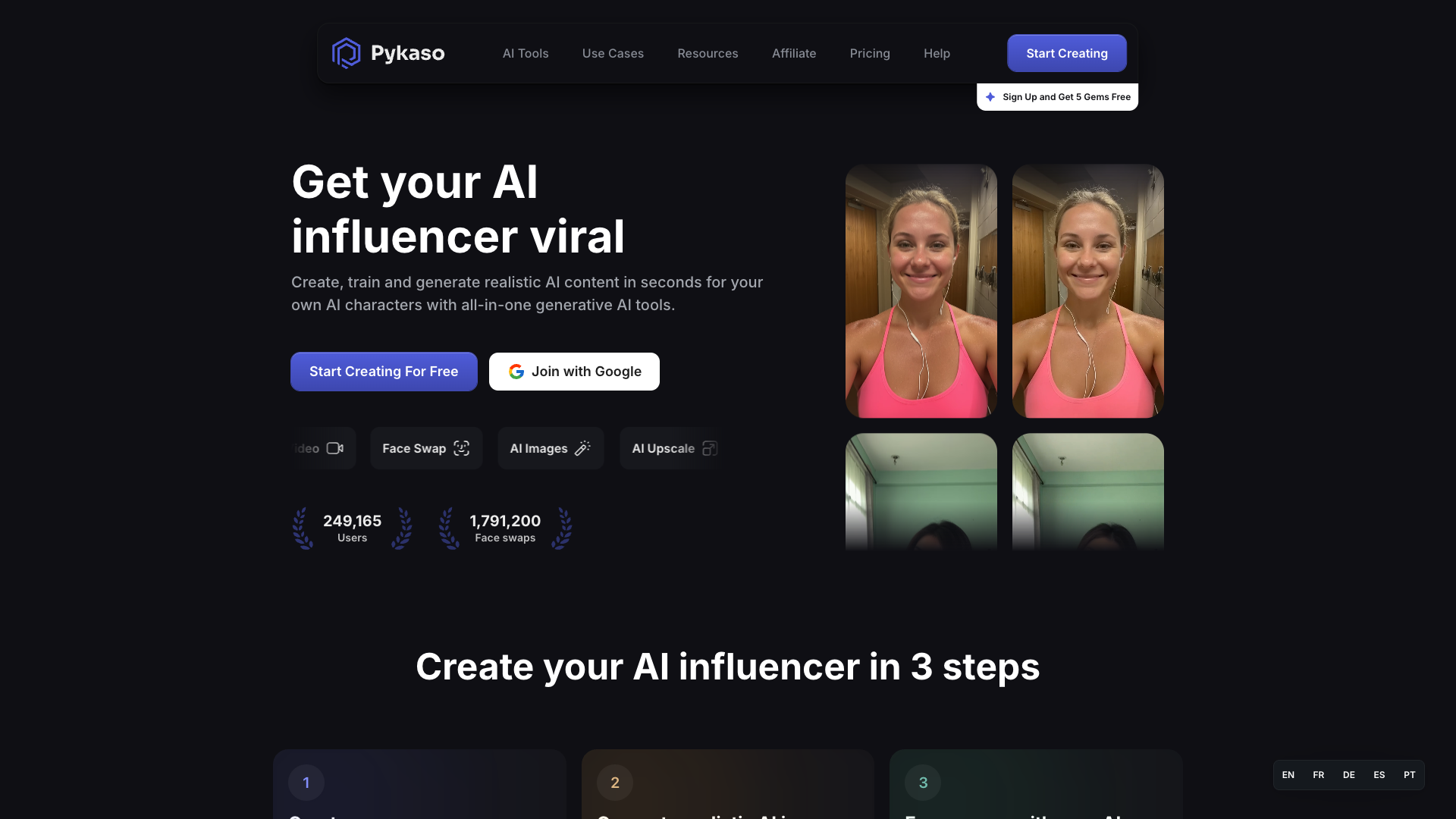 Screenshot of the Pykaso website