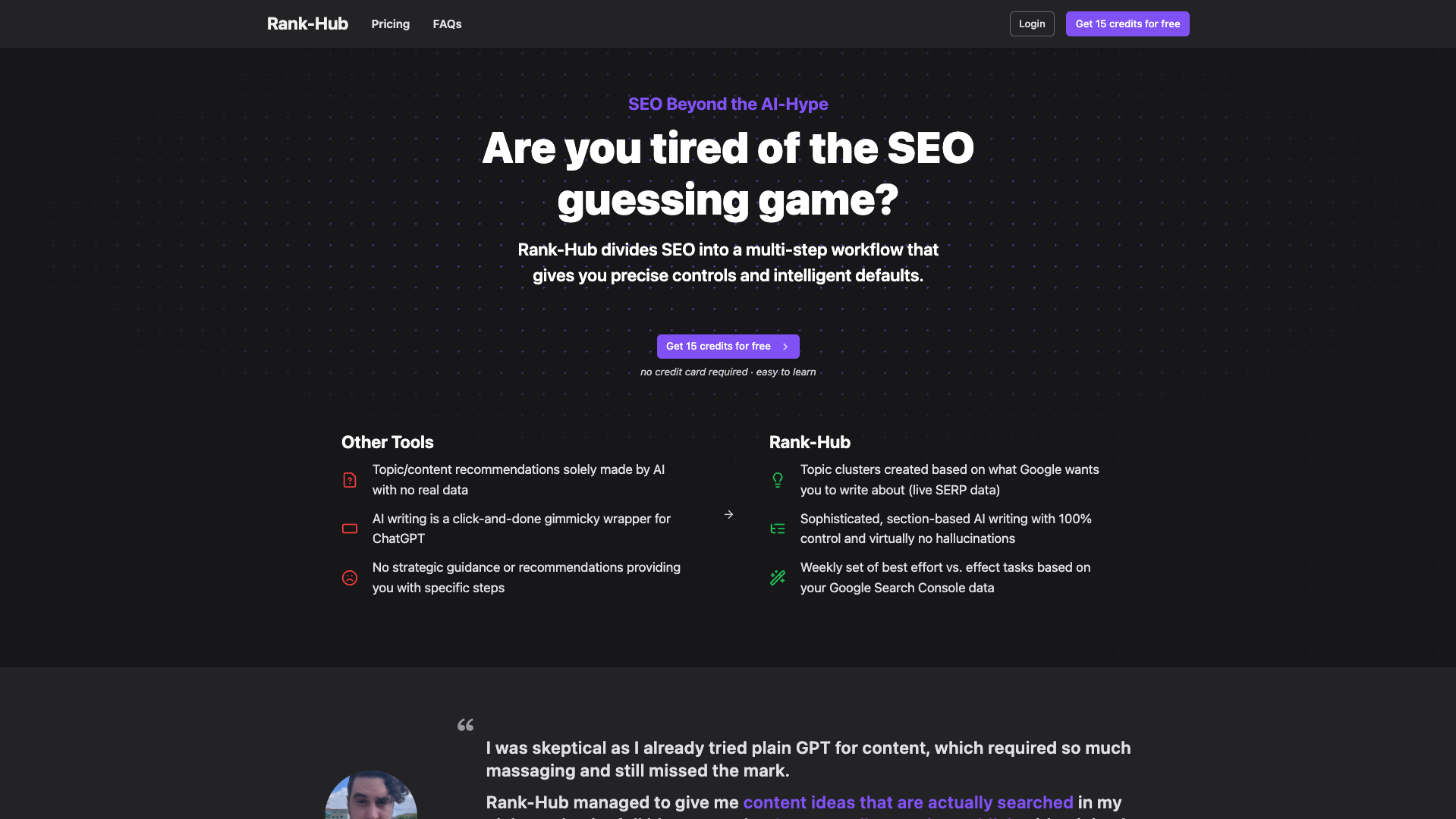 Screenshot of the Rank-Hub website