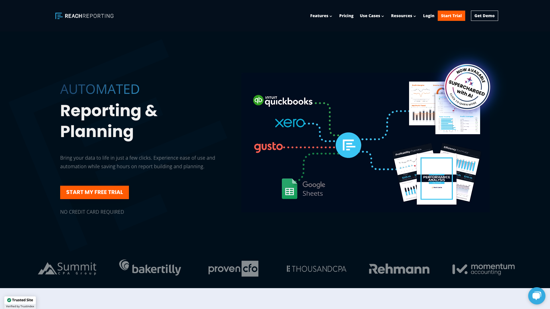 Screenshot of Reach Reporting Homepage