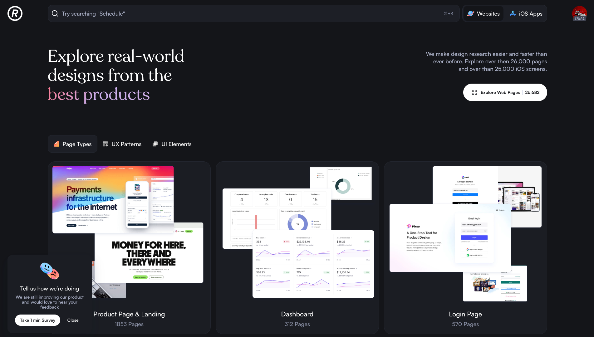 Screenshot of the Refero website