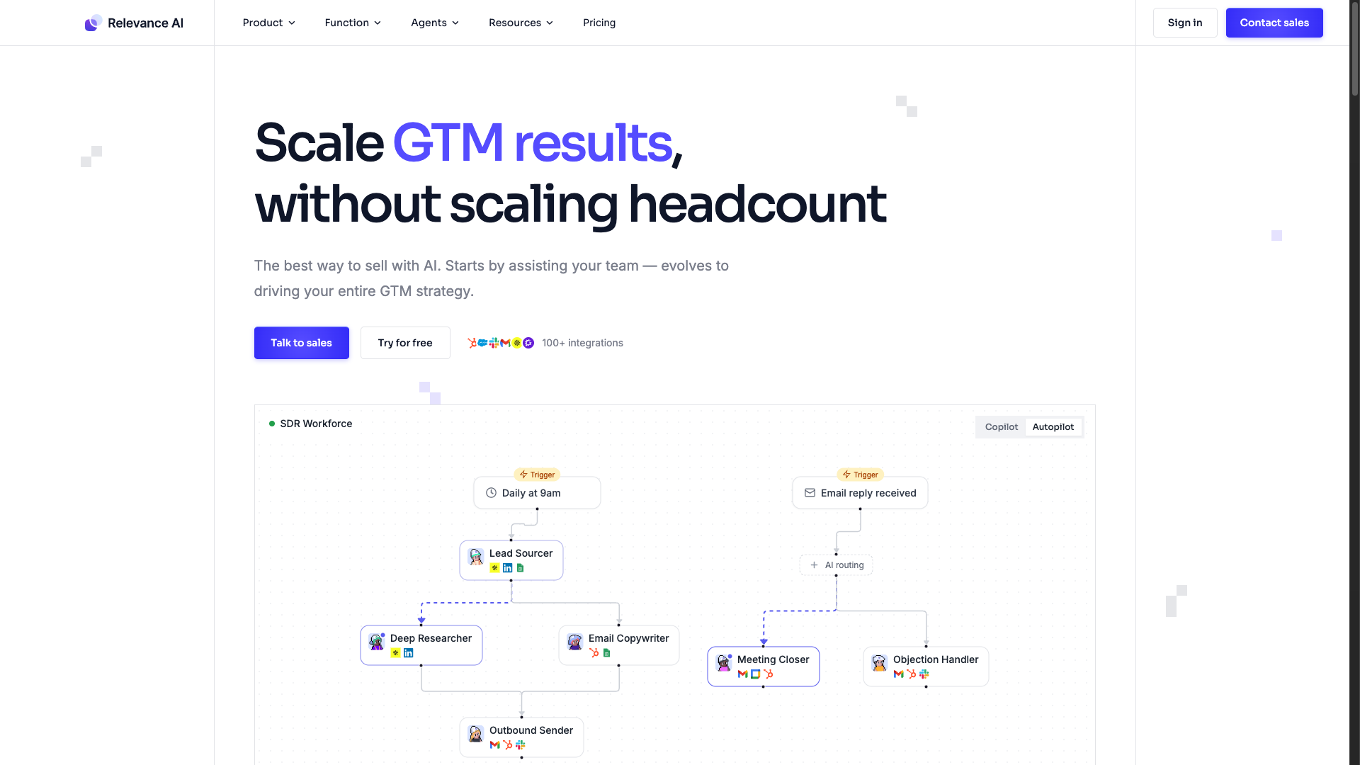 Screenshot of the Relevance AI website