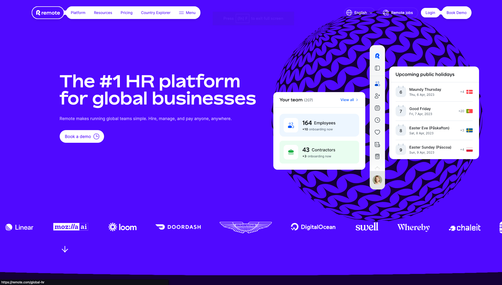 Screenshot of the Remote.com website