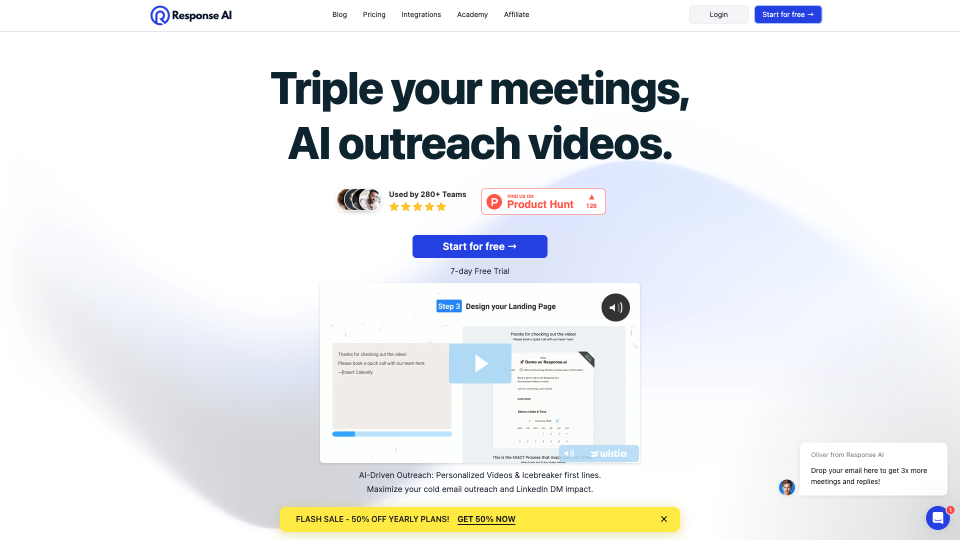 Screenshot of the Response AI website