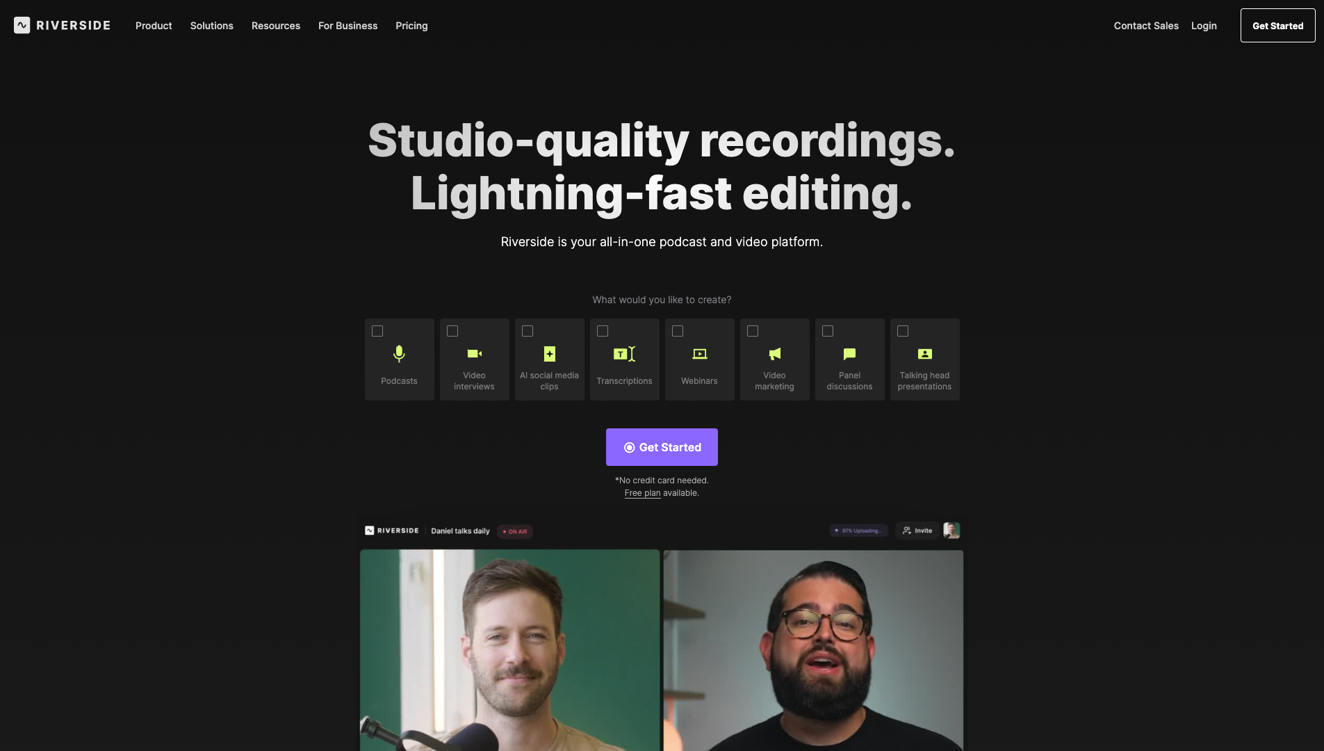 Screenshot of the Riverside website