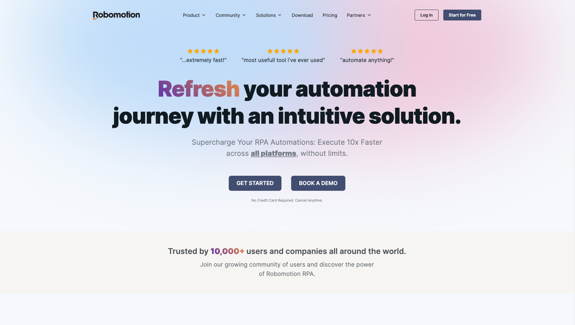 Screenshot of the Robomotion website