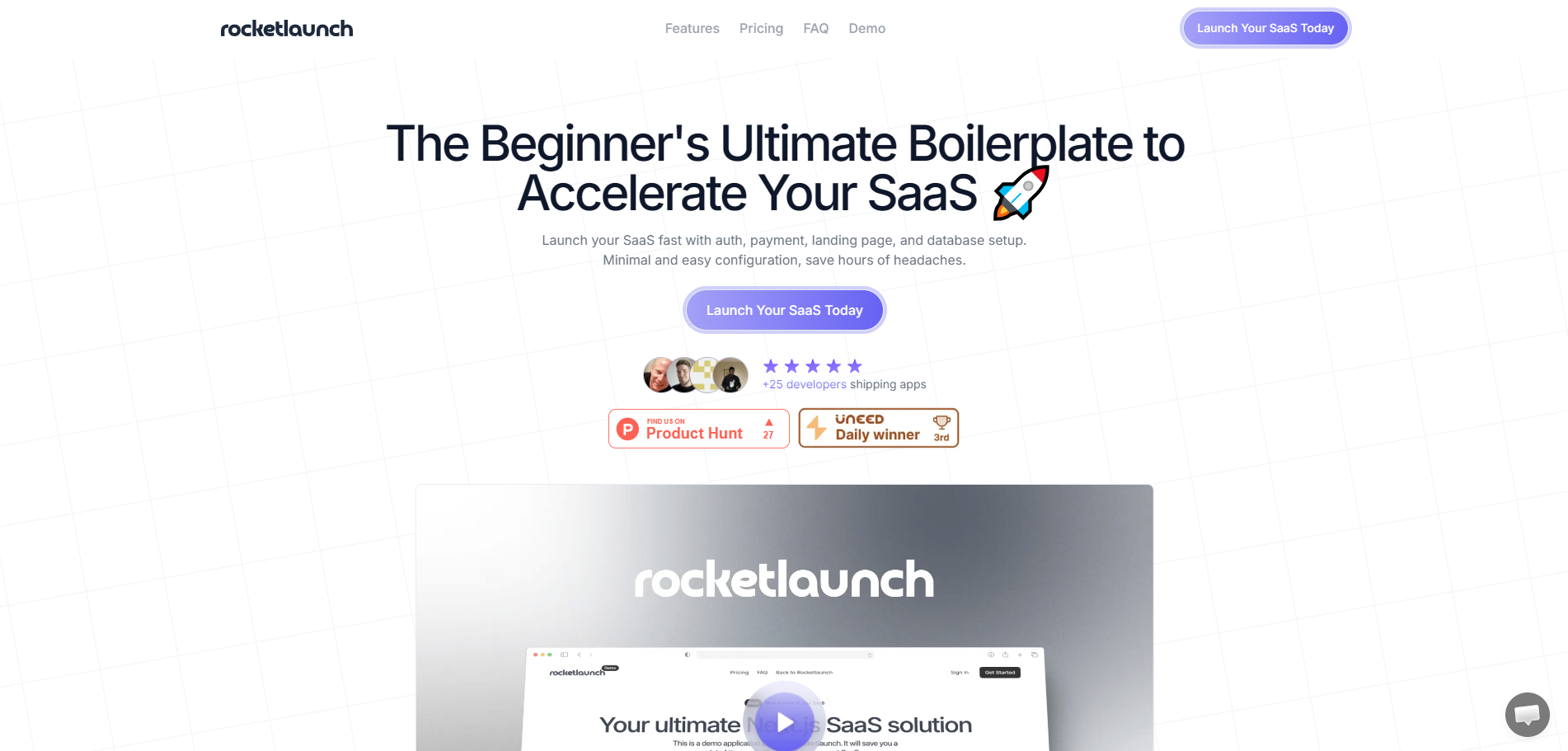 Screenshot of the Rocketlaunch website