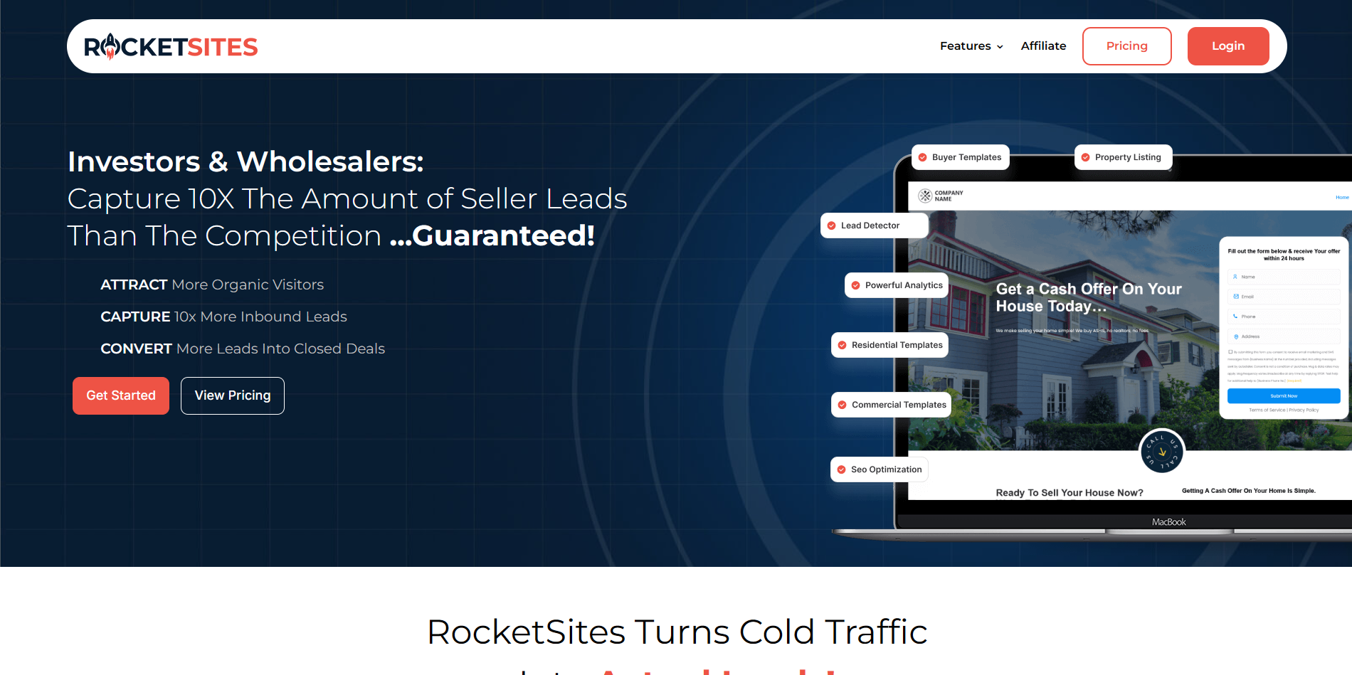 Screenshot of the RocketSites website