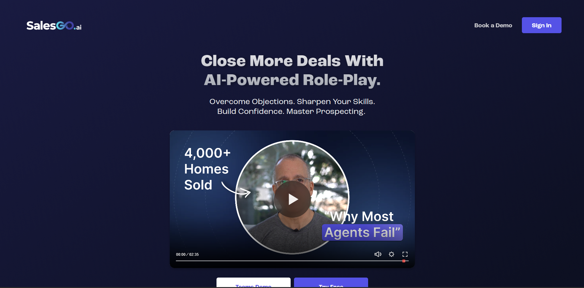 Screenshot of the SalesGo website
