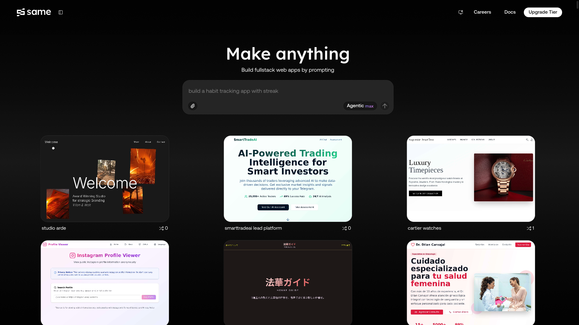 Screenshot of the Same.new website
