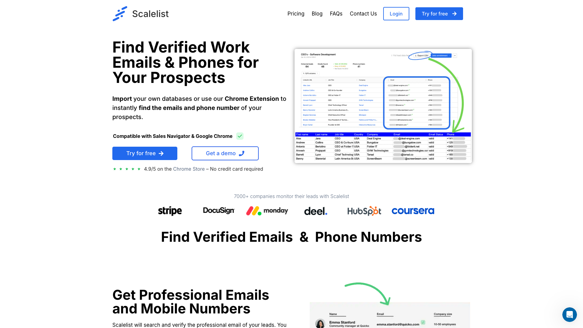 Screenshot of Scalelist Homepage