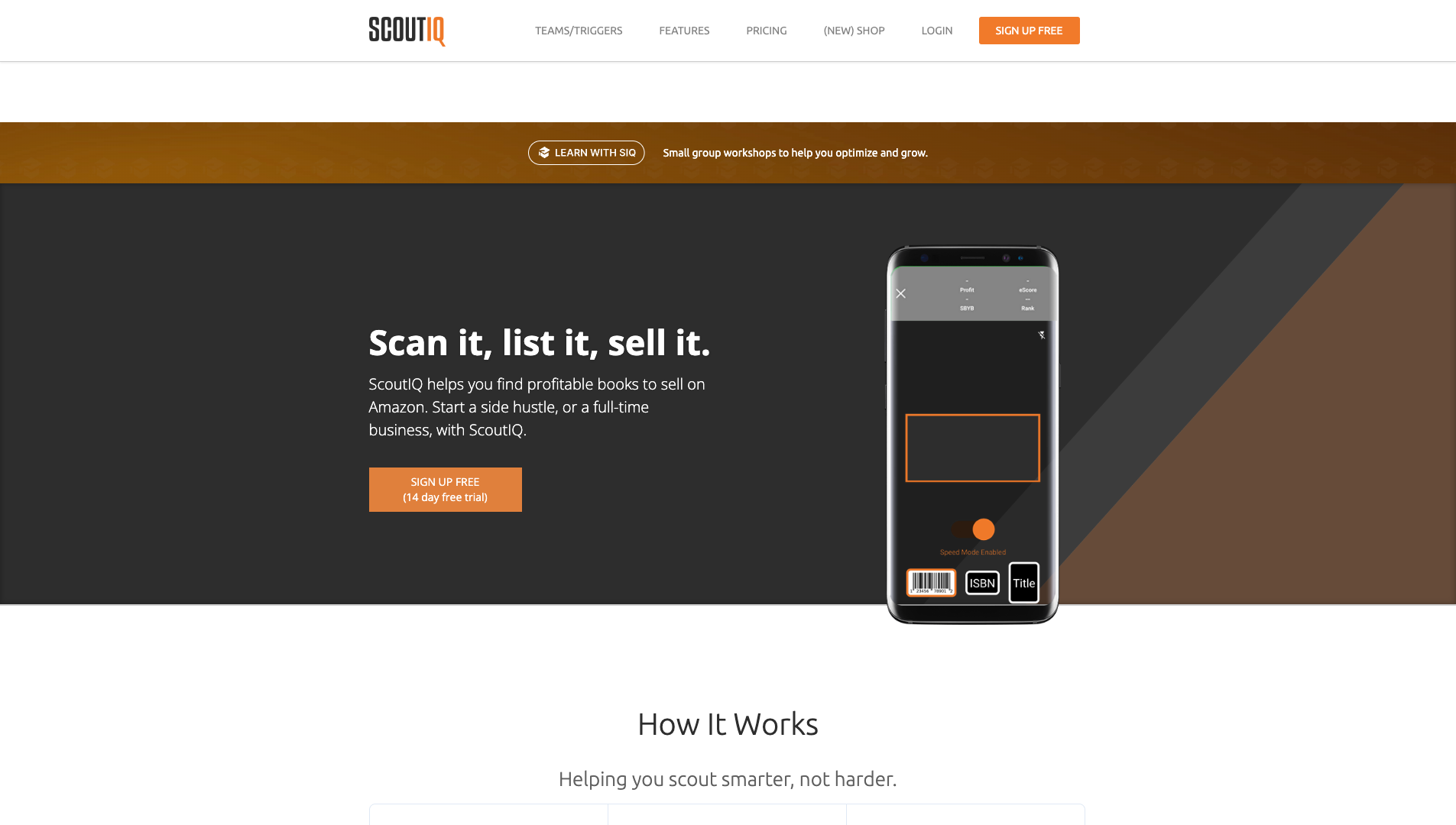 Screenshot of the ScoutIQ website