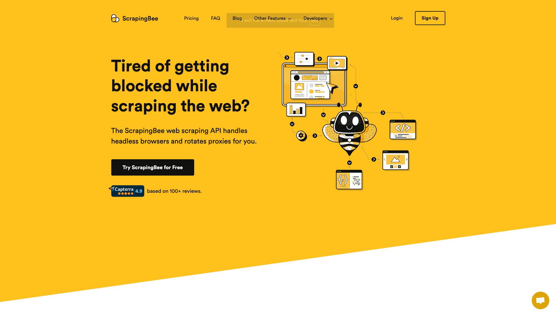 Screenshot of ScrapingBee Homepage