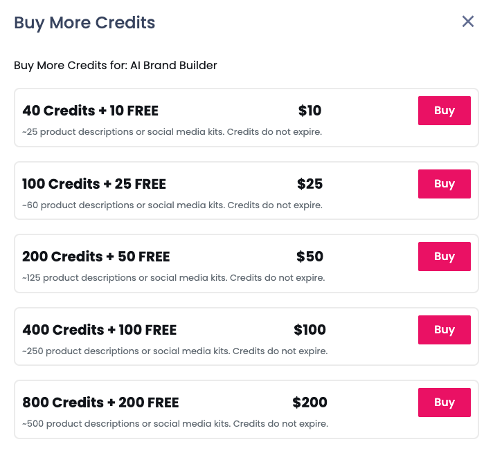 Buy Credits