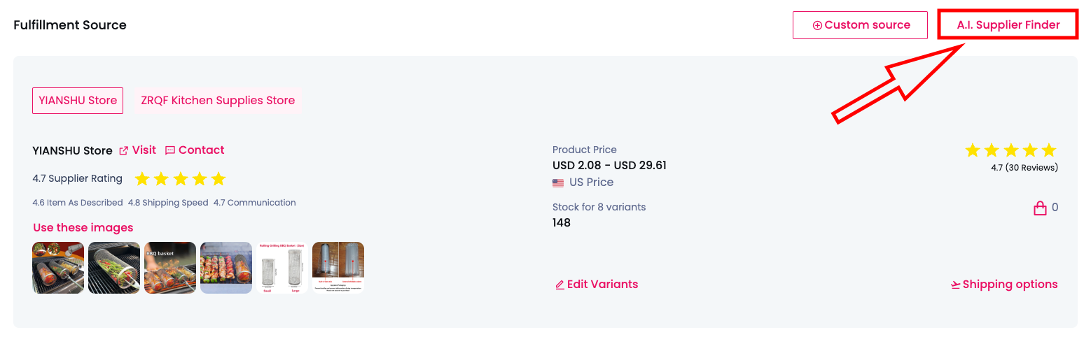 Fulilment Source Supplier Finder