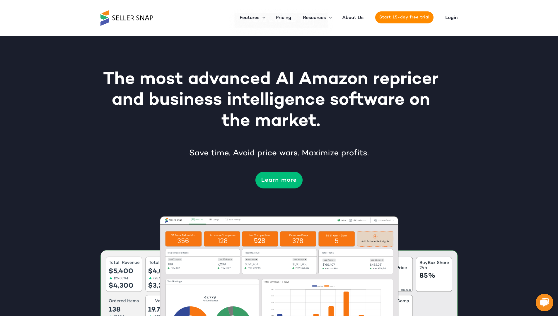 Screenshot of the Seller Snap website