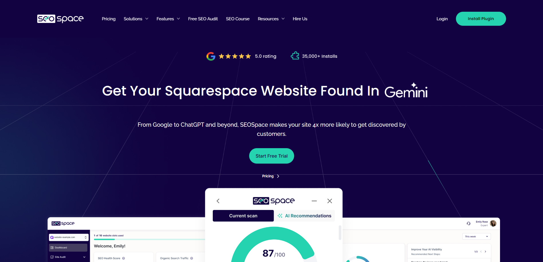 Screenshot of the SEO Space website