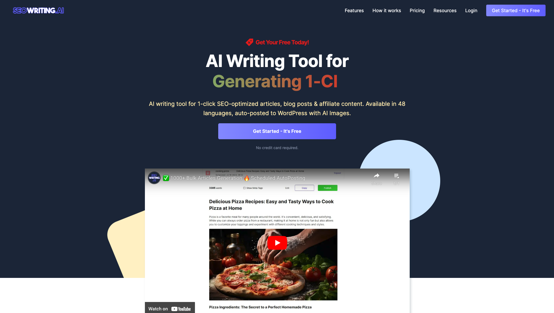 Screenshot of the SEO Writing AI website