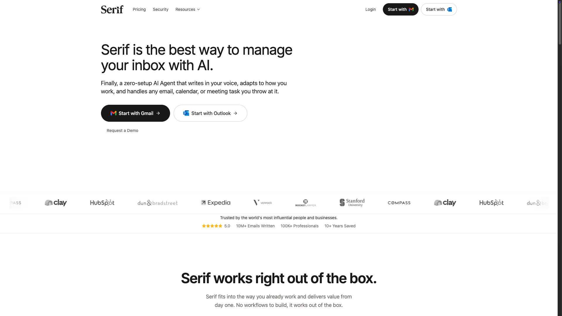 Screenshot of the Serif website