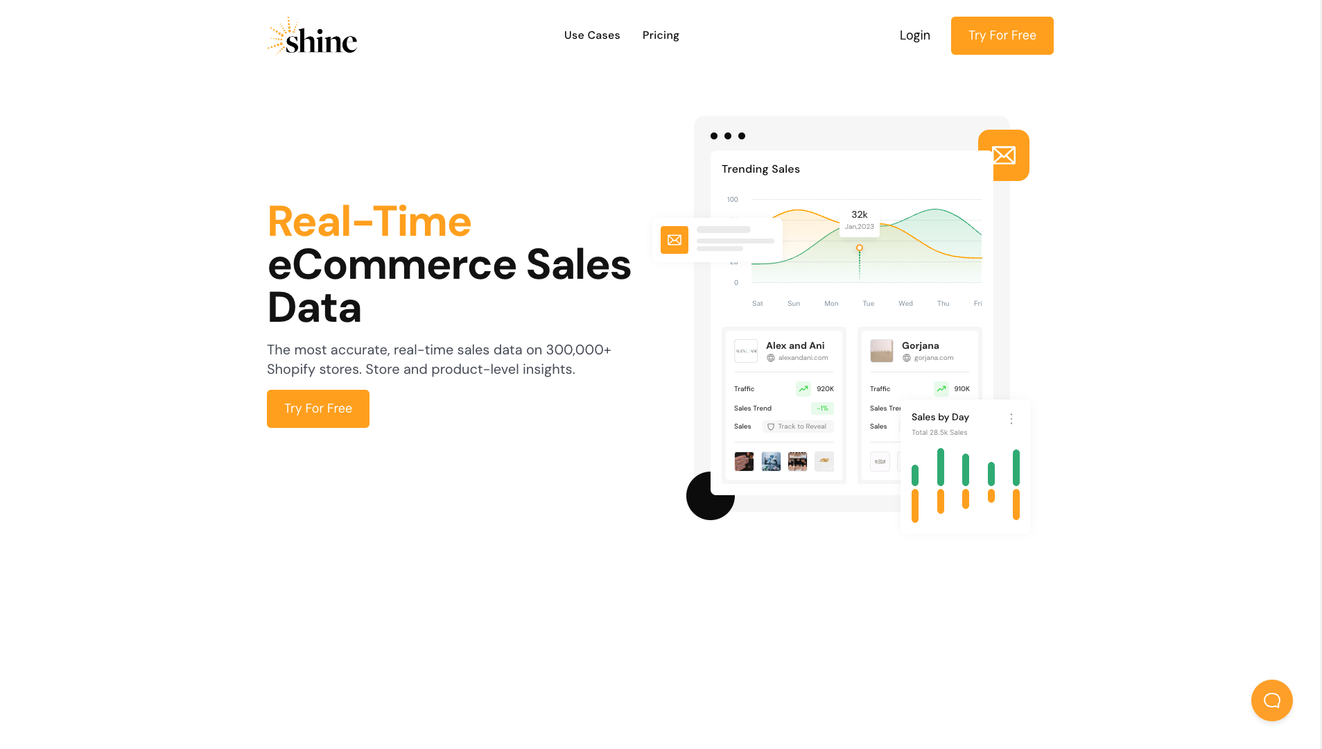 Screenshot of the Shine Commerce website