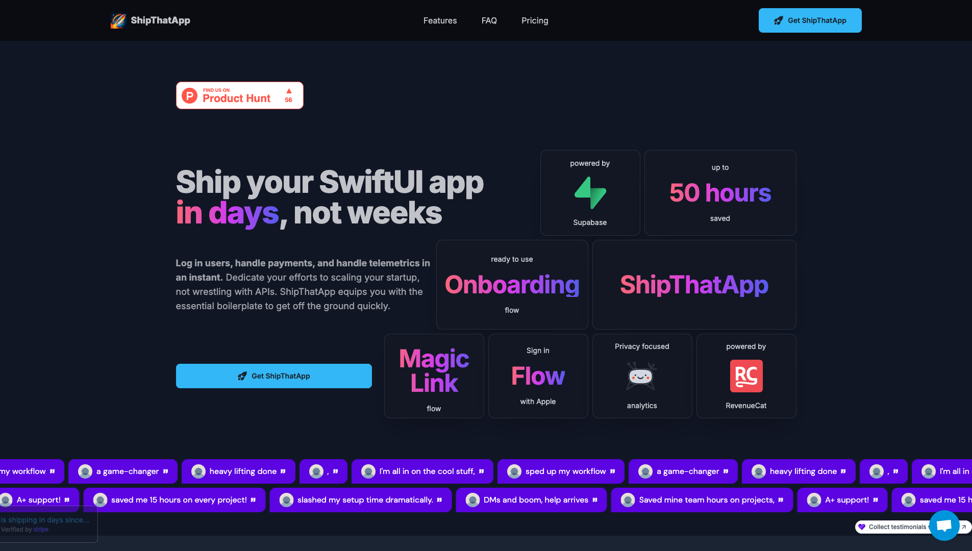 Screenshot of the ShipThatApp website