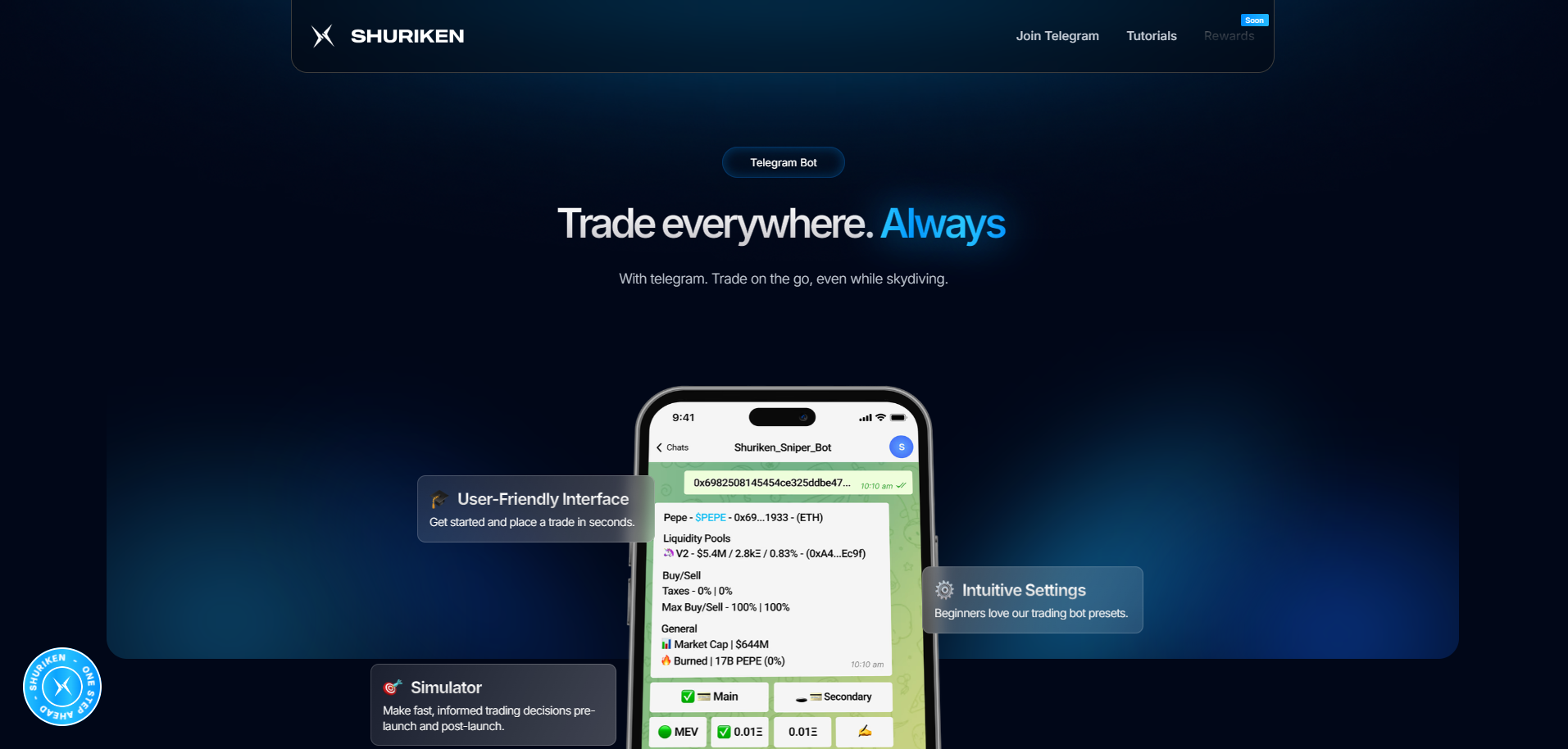 Screenshot of the Shuriken website