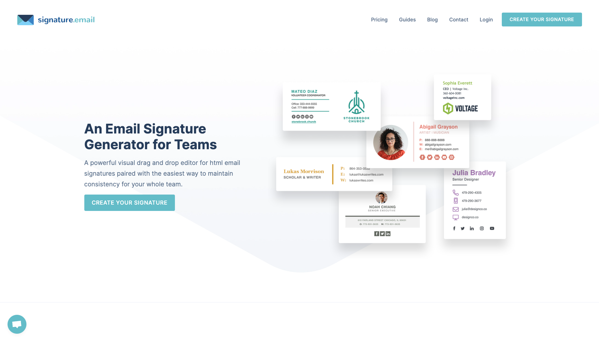 Screenshot of the Signature.email website