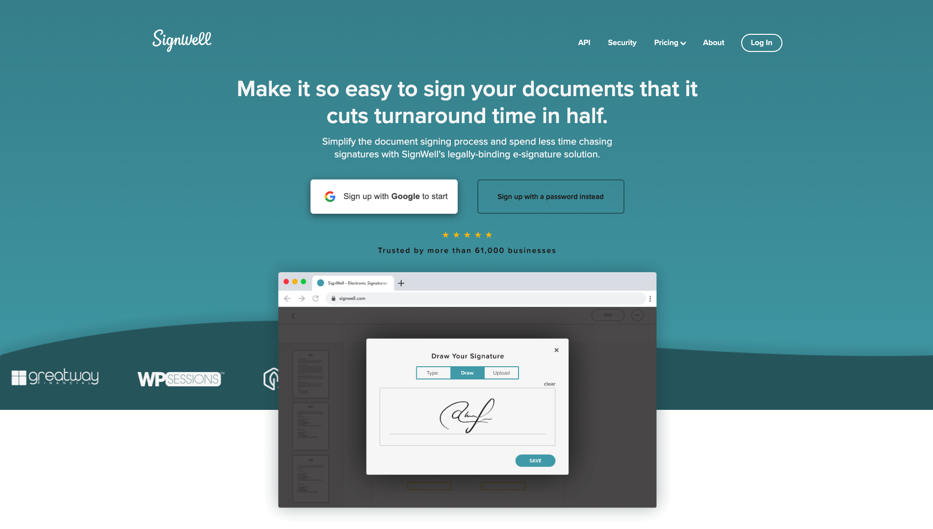Screenshot of the SignWell website