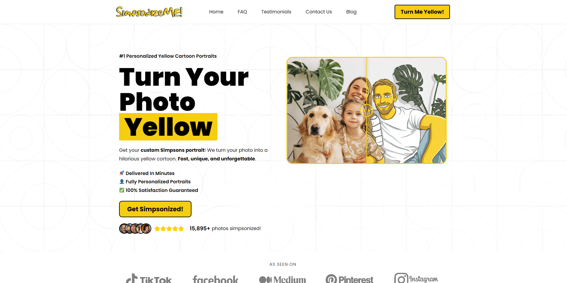 Screenshot of the Simpsonize Me! website