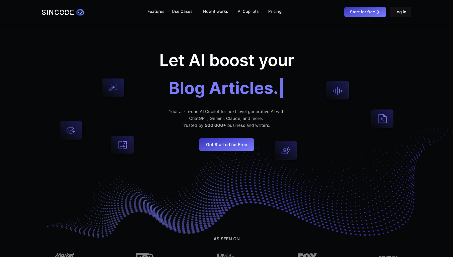 Screenshot of the SinCode AI website